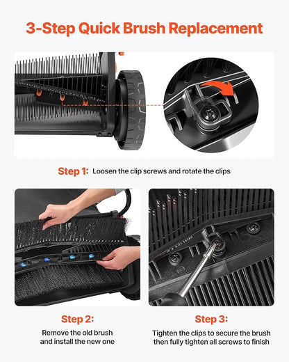 VEVOR 3 Packs Lawn Sweeper Brush Replacement, Compatible with VEVOR 26 in Lawn & Leaf Collector Sweepers, Yard Sweeper Brush Paddle with Durable V-Shaped Bristles for Easy Grass Leaf Cleanup