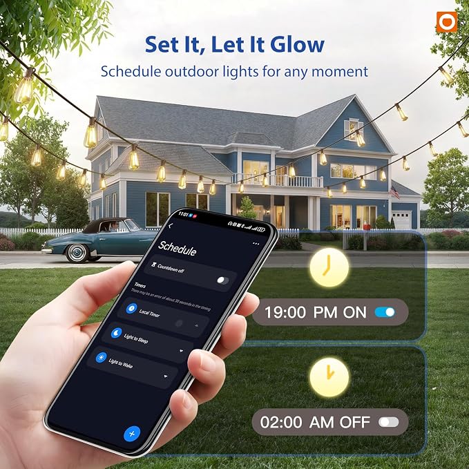addlon 100FT LED Outdoor String Lights with APP Control Waterproof Patio Lights with Shatterproof ST38 Bulbs, Dimmable Outside Hanging Light Connectable for Porch, Backyard, Bristo, Garden