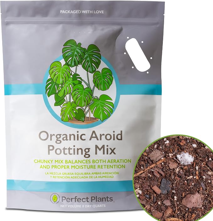Organic Aroid Potting Mix by Perfect Plants | Chunky Gardening Medium for Tropical Indoor House Plants | Peat Free | Proper Drainage (8qt)