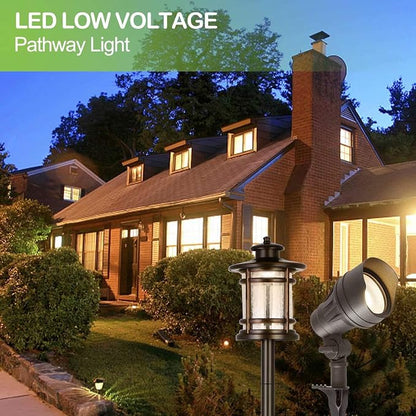 hykolity Low Voltage LED Landscape Kits, 12V-15V Pathway Flood Light Kits | 10W 390LM and 3.4W 155LM Wired for Outdoor Yard Lawn, Die-cast Aluminum, 50W and 30W Equivalent, 8 Pack