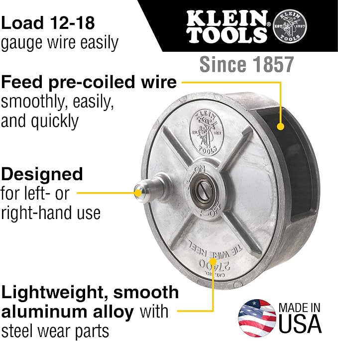Klein Tools 24700 Tie Wire Reel, Lightweight Aluminum 27450 Tie Wire Reel Pad