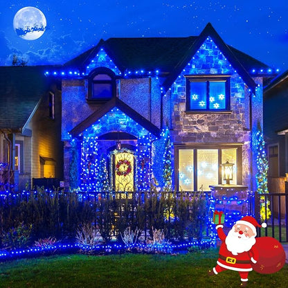 JMEXSUSS 2 Pack Solar String Lights Outdoor, Total 66 FT 200 LED, Blue | Waterproof, 8 Modes, Solar Christmas Lights for Outside Patio Christmas Tree Garden Yard Xmas Decorations