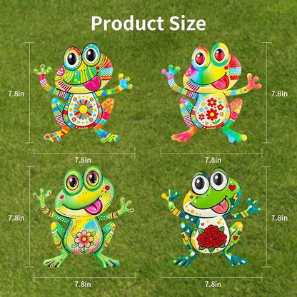 Junware Metal Frog Wall Decor, 4Pcs Frog Iron Wall Art Sculptures Art Frogs Wall Hanging Sculpture Decoration. Outdoor Fence Art for Home Garden, Fence, Patio, Yard, Bedroom Outside Gifts for Adults