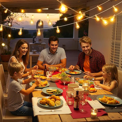 Mlambert 50FT(25FTx2) Solar Powered String Lights Outdoor, Waterproof Patio Light String with 20+2 Shatterproof LED G40 Bulbs for Backyard Garden-White