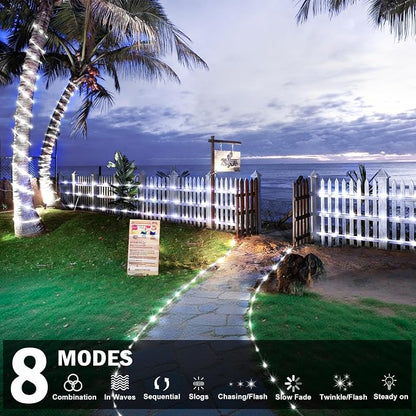 KNONEW 328FT 1000LED Rope Lights for Outside,Outdoor String Lights Waterproof 8 Modes Clear Tube Light for Indoor,Bedroom,Wedding,Garden,Patio,Christmas,Tree,Rv,Holiday Decoration(Cold White)