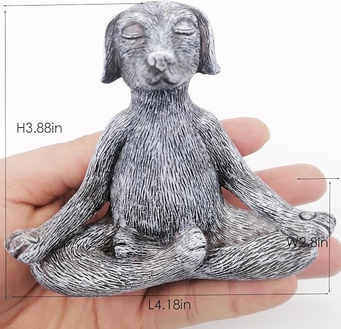 Meditation Buddha Statue, Meditation Dog Decoration, Yoga Ornament, Dog Garden Statue (Grey)
