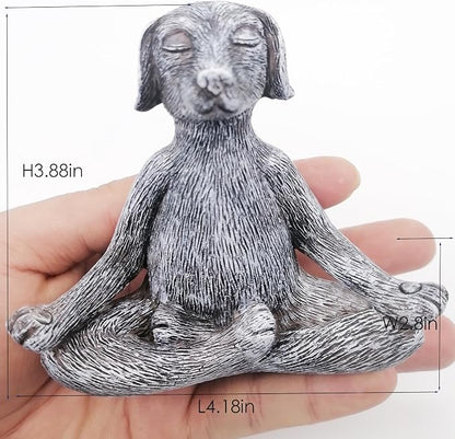 Meditation Buddha Statue, Meditation Dog Decoration, Yoga Ornament, Dog Garden Statue (Grey)