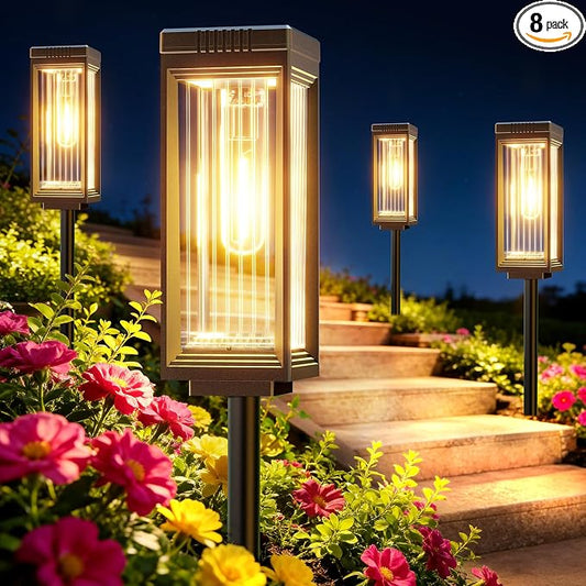 ELECLINK Solar Pathway Lights Outdoor, 8 Pack Upgraded Solar Lights Outdoor Waterproof, Bright Up to 15 Hrs Auto On/Off Garden Light for Yard Patio Lawn Path Walkway Driveway Outside Decor
