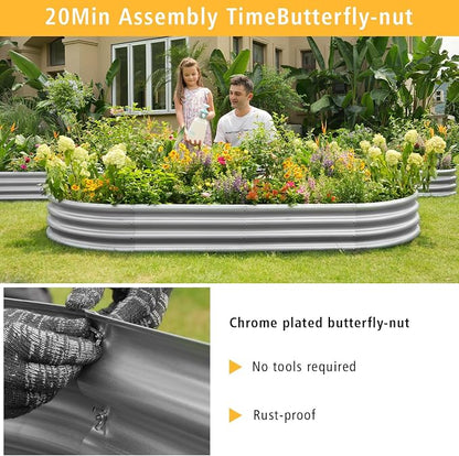Gardeal Garden 2Pcs 4x2x1ft Galvanized Raised Garden Bed Kit - Metal Planter Boxes for Vegetables/Herbs/Flowers, Heavy-Duty Steel Outdoor Garden Box with Reinforced Edges