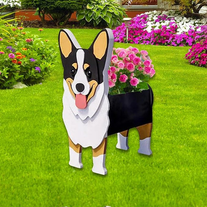 Welsh Corgi Dog Planter Pots, 9.84 x 5.51 x 13.35 Inches | Dog Flower Pot, Cute Animal Shaped Plant Pot, Gifts for Women & Pet Lovers, Indoor Outdoor Garden Home Office Decor