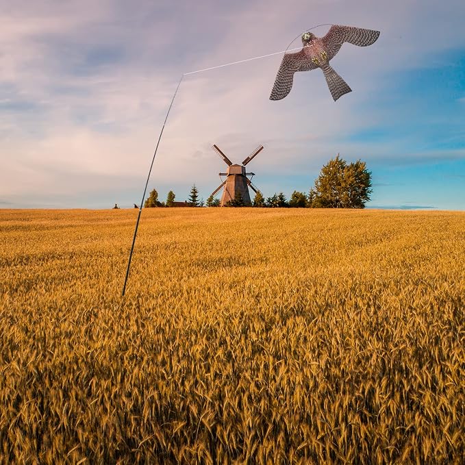 Bird Hawk Flying Kite with Pole Crops Farm Protector Bird Scarer Flying ONLY 6M Pole Without Kite