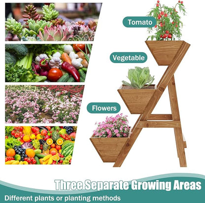 Small Raised Garden Bed, 3 Tier Vertical Garden Planter for Indoor & Outdoor, Raised Planter Box with Legs