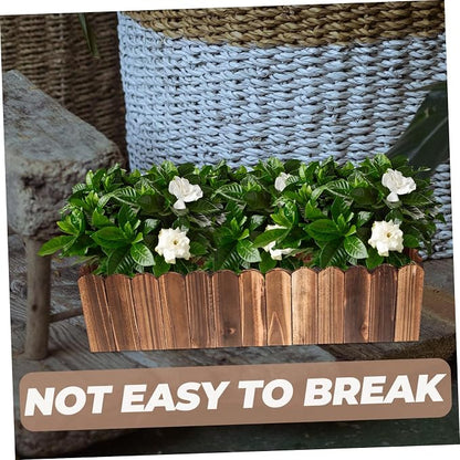 Rustic Wooden Flower Planter Box 19.37X5.11X3.54In Anti-Rotten Wood Pot for Indoor Balcony Window Sill Decorative Fake Flower Holder with Foam Block