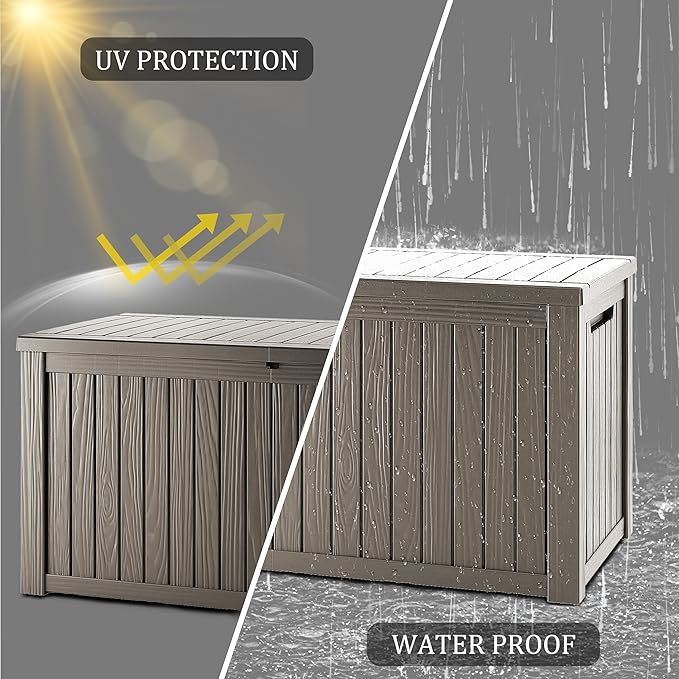 270 Gallon Resin Large Deck Box Organization and Storage Box for Patio, Outdoor Cushions, Garden Tools, Gray