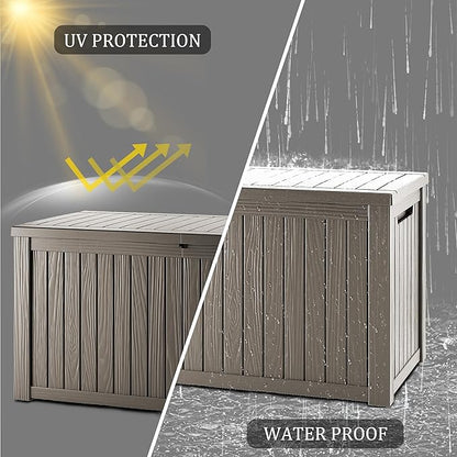 270 Gallon Resin Large Deck Box Organization and Storage Box for Patio, Outdoor Cushions, Garden Tools, Gray