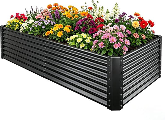6x3x2ft Raised Garden Bed, Deep Root Planter Box, Black,1 Pack | 1mm Thick Galvanized Steel, Resists Rust Bowing, Easy Assembly, Ideal Deep-Root Growing Condition for Broccoli,Beans,Tomatoes