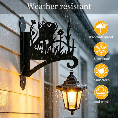 VOOKRY Solar Wall Lanterns Outdoor, Waterproof 2 Pack Hanging Lights with Cat Hooks, Wall Mount Sconce with 3 Solar Panels for Patio Porch Yard Garden Decor, Dusk to Dawn 2700K Warm White