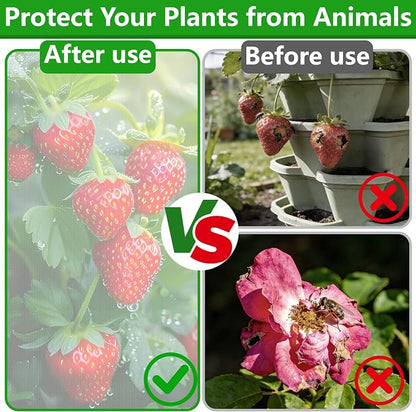2 Pcs Vertical Plant Pot Insect Netting with Zipper, 39"x20" Stackable Planter Garden Net Cover, 3 to 5 Tier Planter Pot Insect Bird Barrier Protection Mesh for Strawberry Herb Flower Fruit Vegetable