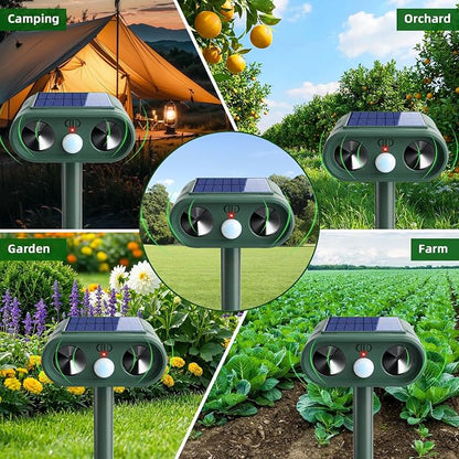 2026 Sonic Fortress Pro Deer Repellent Devices, IP65 Racoon Repellent Outdoor Squirrel Fortress Pro Animal Repeller Cat Deterrent with Motion Sensor to Scare Rabbit Bear Dog Out of Garden Yard(4Pack)