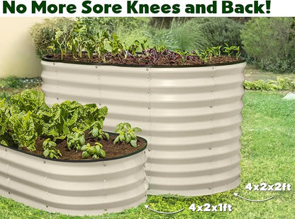 Plant & Plot Galvanized Raised Garden Beds Outdoor // 4×2×2 ft Planter Raised Beds for Gardening, Vegetables, Flowers // Large Metal Garden Box (White) // Patented Tool-Free Design