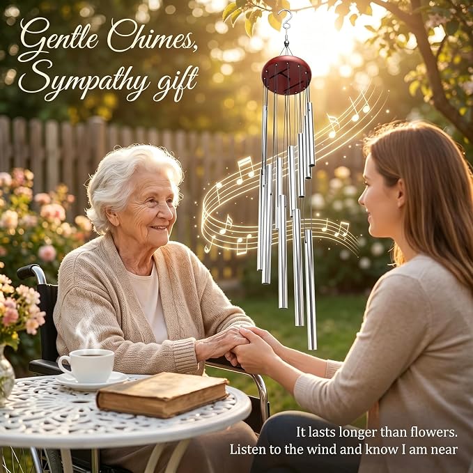 Outdoor Wind Chimes for Outside with 12 Aluminum Tubes for Garden Patio Balcony and Home Decor (Silver)
