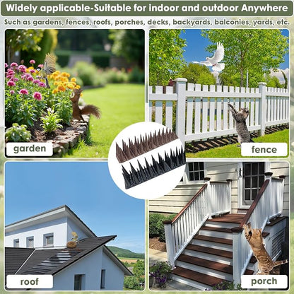 Plastic Bird Spikes Deterrent for Outside to Keep Birds Pigeon Squirrel Away from Porch Baffle Feeder Yard Patio, Fence Spikes 20pack 20Feet Bird nest blocke, Anti-Climb Spikes for Plant Garden