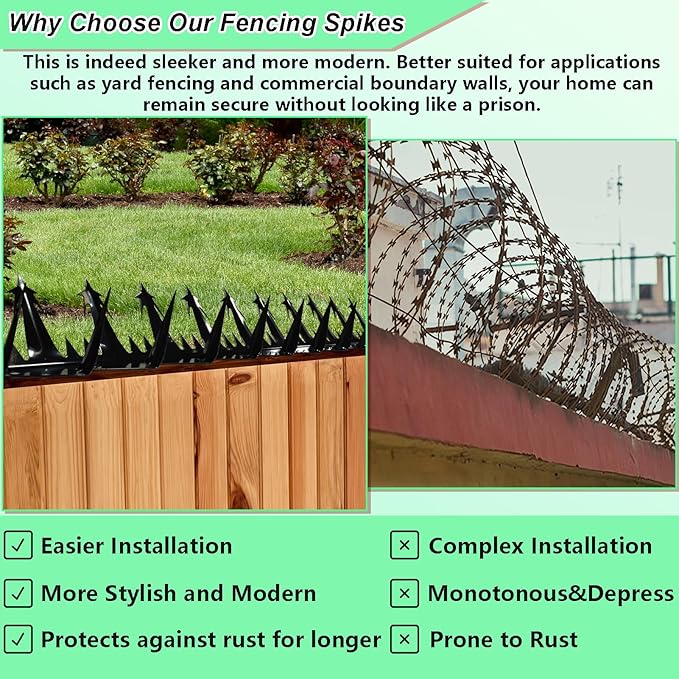 Heavy Duty Metal Fence Spikes-Anti Climb Security Spikes for Fence and Wall-Intruder and Animal Deterrent（Size74 inches）