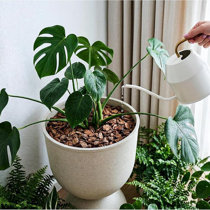 KOL Planters Flower Pots, Large Plastic Urn Planters for Indoor Outdoor Plants, Beige Pedestal Planter 2 Pack, 18 Inch+23 Inch, Decorative Planters with Drainage Holes & Plugs for Porch Garden