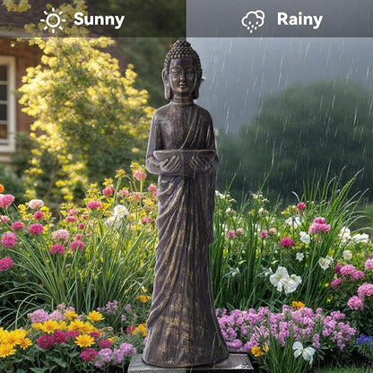 42" Extra-Large Buddha Outdoor Statue, Tall Zen Meditative Buddha Figures, Durable Weatherproof MGO Sculpture for Garden, Patio, Yard, Porch or Indoor, Gold-Black Antique Finish Home Decor Gift