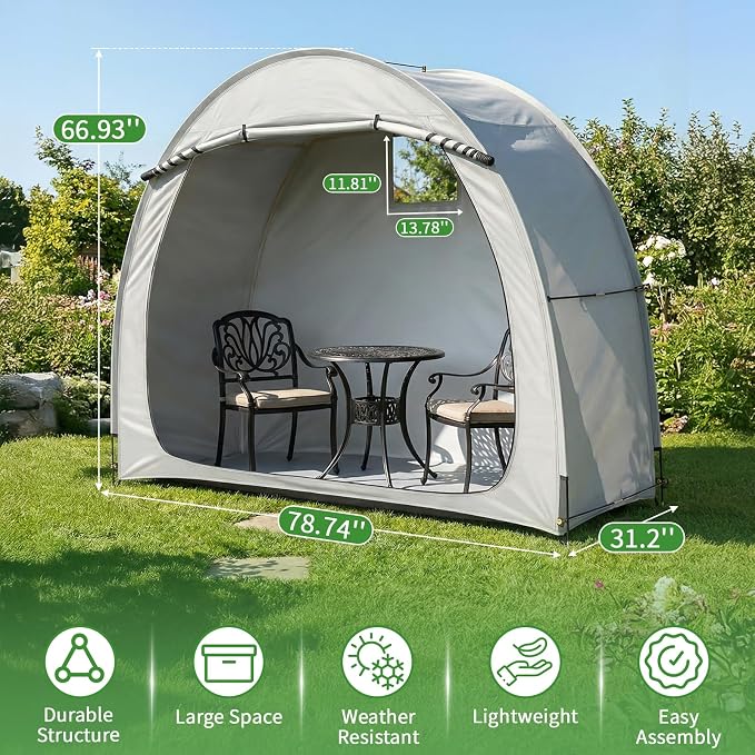 Outvita Outdoor Portable Bicycle Storage Sheds for 2-3 Bikes Camping | 210D Oxford Fabric PU 4000 Waterproof Storage Cover Shelter for Motorcycle Garden Tools Toys Lawn Mower