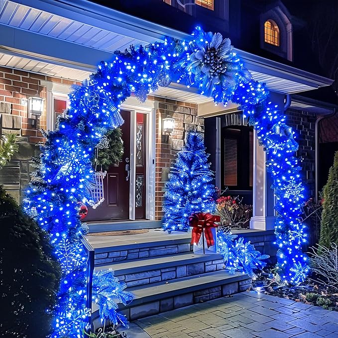 JMEXSUSS 150 LED Blue String Lights Indoor Outdoor Waterproof, Connectable 59 Ft Plug in String Lights, 8 Modes Blue Christmas Lights for Bedroom, Patio, Party, Holiday Decorations, EXS-S-0150