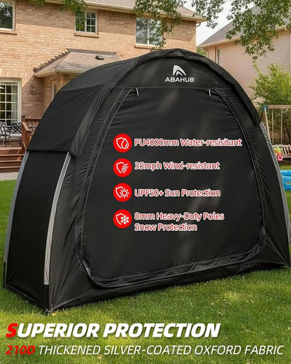 Abahub Portable Bike Storage Shed Tent with Rain Cover, Outdoor Silver-Coated Bicycle Shelter, PU4000 Waterproof 210D Oxford Fabric