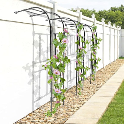 Half Garden Arch - 47in(L)*94.5in(H),Wall Trellis for Climbing Plants Outdoor, Metal Arch with Plastic-Coated Steel Pipe, Arbor Trellis for Lawn, Patio, Backyard Decorations(20MM Pipe)