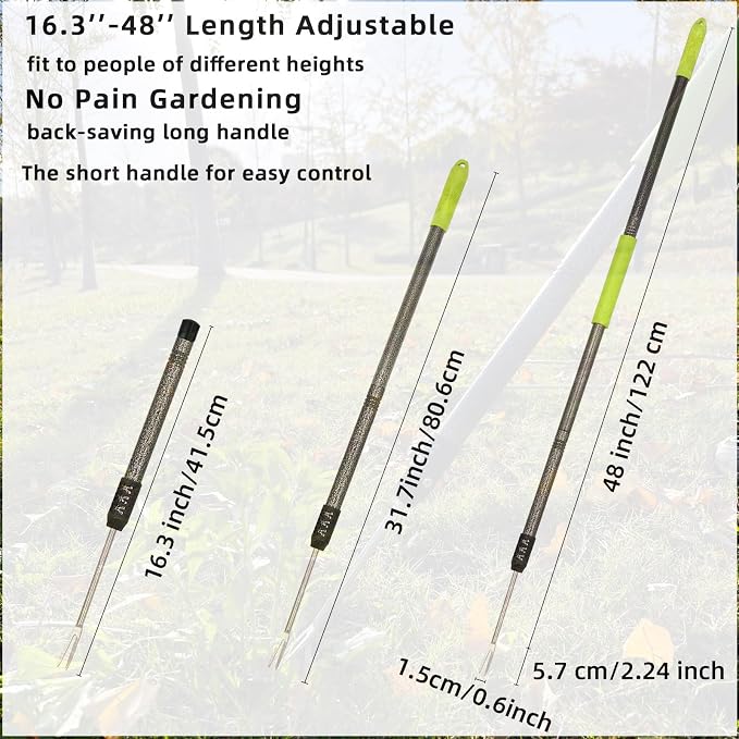 Weed Puller Tool, 48" Long Handle Weeder Puller Tool with Soft Foam Grip, Upgrade V-Shaped Forks Weed Remover Tool for Easy Weed Removal & Deeper Root Digging Gardening Hand Tools