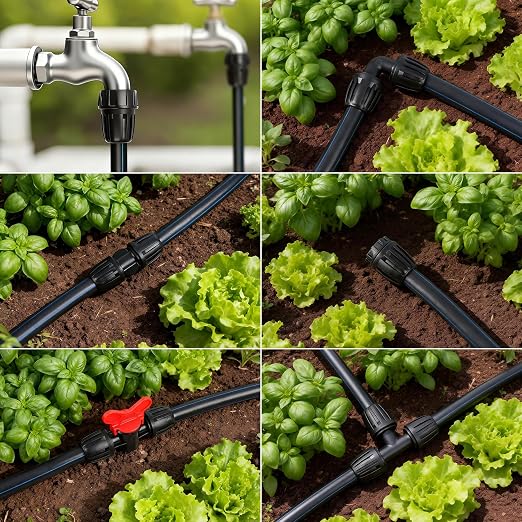 21 Pieces 1/2 Inch Drip Irrigation Fittings Kit, 1/2'' Drip Line Barbed Fittings for 1/2 Inch Irrigation Tubing (1/2" ID x 0.650" OD) Anti-Leak Lock Nut Connectors for Garden Drip System