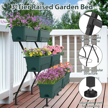 Sunexinlo Vertical Garden Planter Freestanding Raised Bed for Herbs Flowers Vegetables, Indoor Outdoor for Patio Balcony Deck
