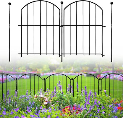 Decorative Garden Fence 17in x20ft, 20 Pack Rustproof Metal No Dig Fence Animal Barrier for Dog, Arched Flower Bed Edging Ornamental Wire Border Panel Fencing for Yard Patio Outdoor Decor