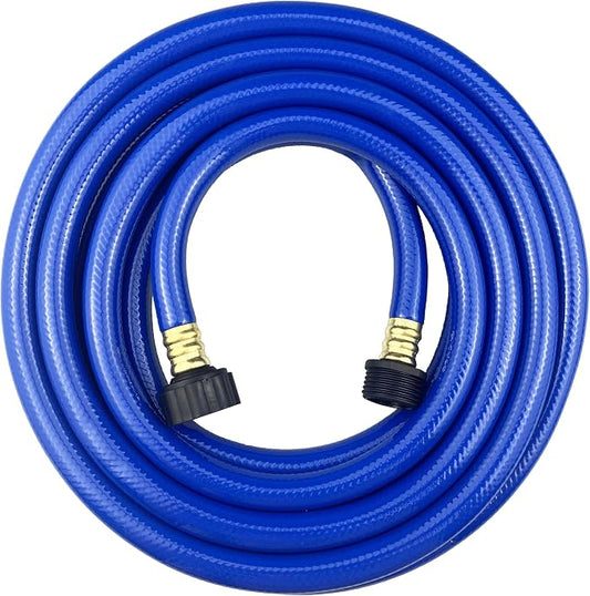Darnassus PVC Garden Hose 1/2 Inch, 15 FT Flexible Water Hose Blue with Male and Female Plastic Fittings - No Leaking and Lightweight for Household Outdoors Lawns Patio
