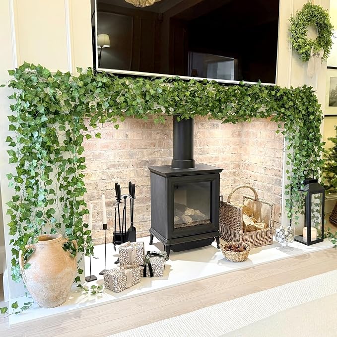 CQURE 36 Pack 252Ft Artificial Ivy Garland, Fake Vines Leaf Garland Green Leaves Fake Plants Hanging Vines Plant Greenery Garland for Bedroom Wedding Party Garden Wall Room Decor