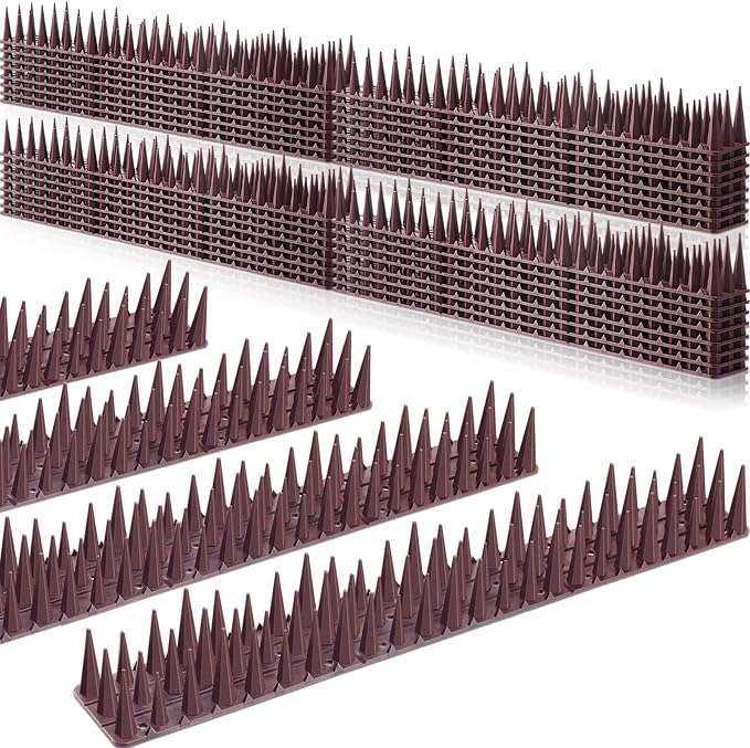 Geetery 40 Pack Bird Spikes for Outside Squirrel Pigeon Spikes Bird Spikes for Cat Animal Outside Plastic Fence Spikes for Garden Wall Railing Roof(Brown)