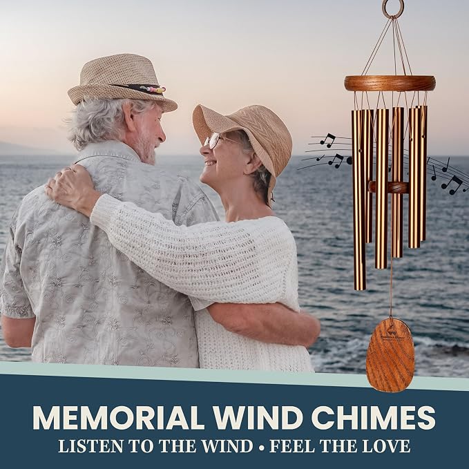 Woodstock Wind Chimes Amazing Grace Chime Wind Chime Inspirational and Memorial Gifts Wind Chimes for Outside Patio Home or Garden Decor (Bronze, 16" Small)