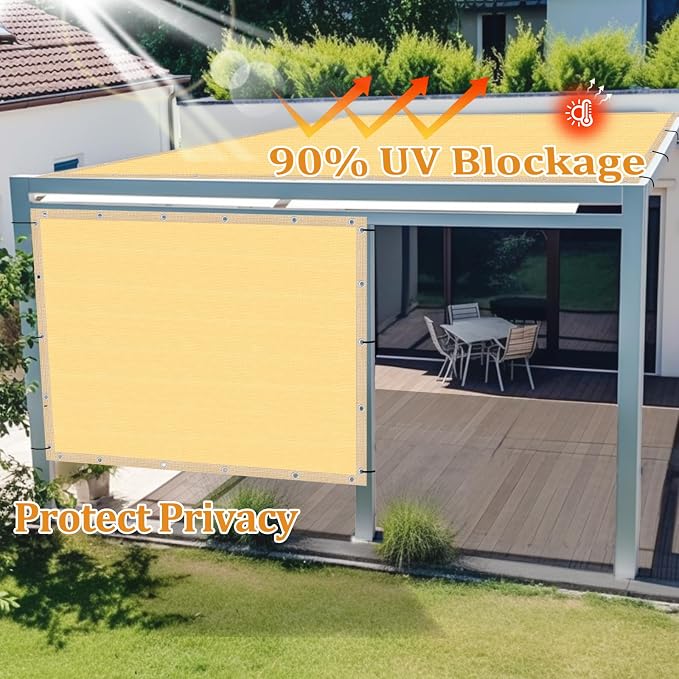 Shade&Beyond Customized Size 14' X 23' Shade Cloth with Grommets, 90% UV Protection UV Protection Mesh Tarp Sun Screens for Patio GN01, Sand
