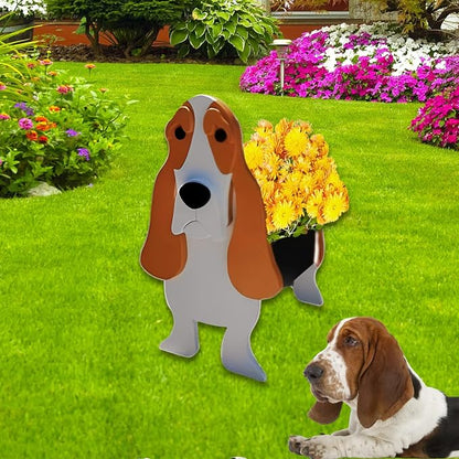Basset Hound Dog Planter Pots, 9.84 x 10.24 x 15.75 Inches | Large Dog Flower Pot, Cute Animal Shaped Plant Pot, Gifts for Women & Pet Lovers, Indoor Outdoor Garden Home Office Decor