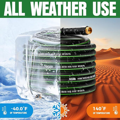 Heavy Duty Garden Hose 100ft, NON-EXPANDABLE Flexible Water Hose, Kink Resistant Lightweight Hybrid Hose, Leakproof Hose Male to Female Fittings