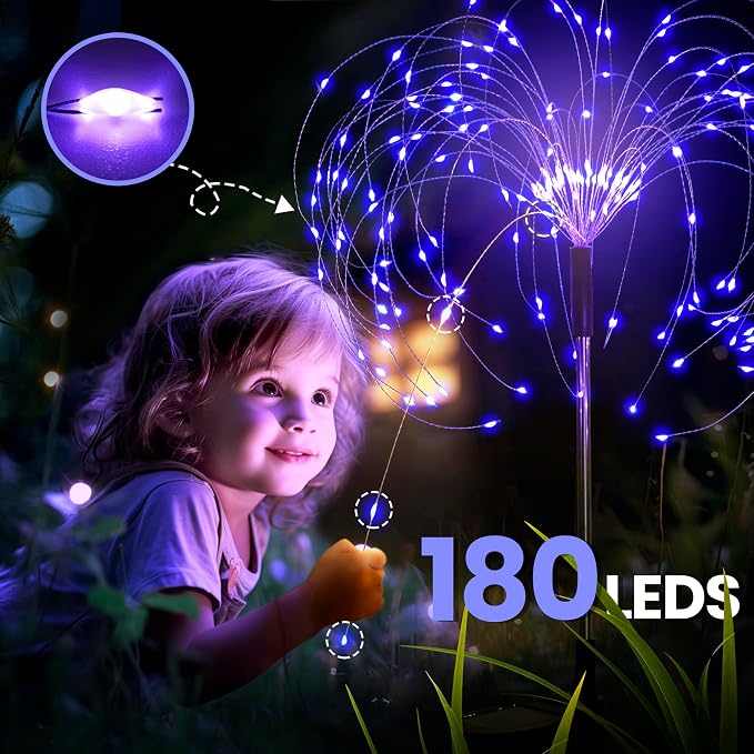 GIGALUMI Garden Outdoor Decor Lights 120LED 4Pack, Solar Garden Lights for Yard Outside Fairy Decorative,Solar Powered for Yard Pathway Flowerbed Planter Balcony Patio Decor（Purple）