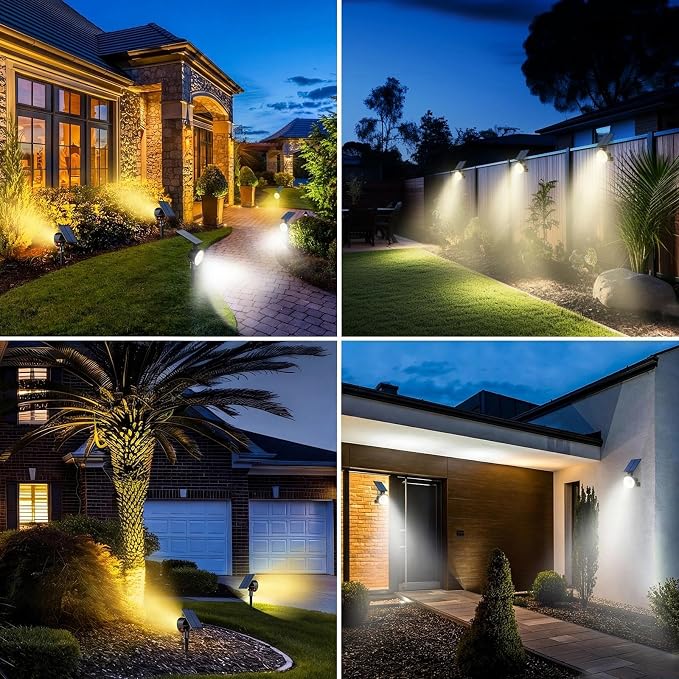 nipify 2 Pack Solar Lights Outdoor Waterproof, 3 CCT Solar Spot Lights with 2 Brightness Landscape Spotlights for Outside Garden Yard Trees