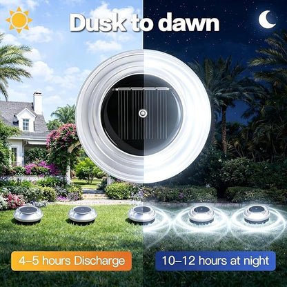 Solar Driveway Lights 12 Pack, Solar Deck Lights Outdoor IP67 Waterproof, 6000K Cool White Solar Ground Lights Landscape Path Lighting for Step Sidewalk Stair Garden Ground Pathway Yard