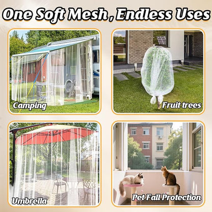 ANPHSIN 40x10ft Ultra fine Mosquito Net for Patio - Mesh Netting Screen for Outdoor Garden Porch Balcony, Protects Skin & Plants from Bugs, Birds, White