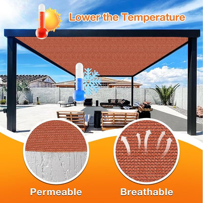 Artpuch 90% Sun Shade Cloth, 6 x 9 FT Pergola Shade Cover Canopy with Grommets, Sun Screen Fabric Tarp for Patio, Outdoor, Garden, Backyard, Rust Red