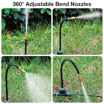 MIXC 20pcs 360° Adjustable Drip Irrigation Nozzles for 1/4" Drip Irrigation Tubing, Only 20pcs Flexible Misting Copper Nozzles and Quick-Connect Three-Way Tubing Fittings